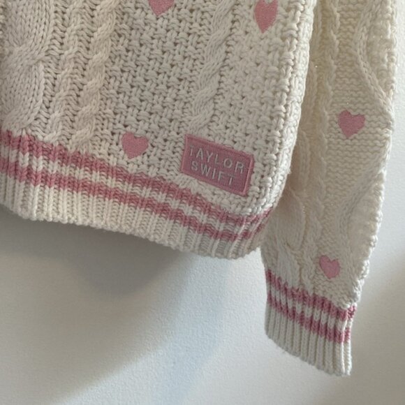 Taylor Swift Lover Cream and Pink Cable Knit Cardigan Sweater size XS/Small - Picture 5 of 8